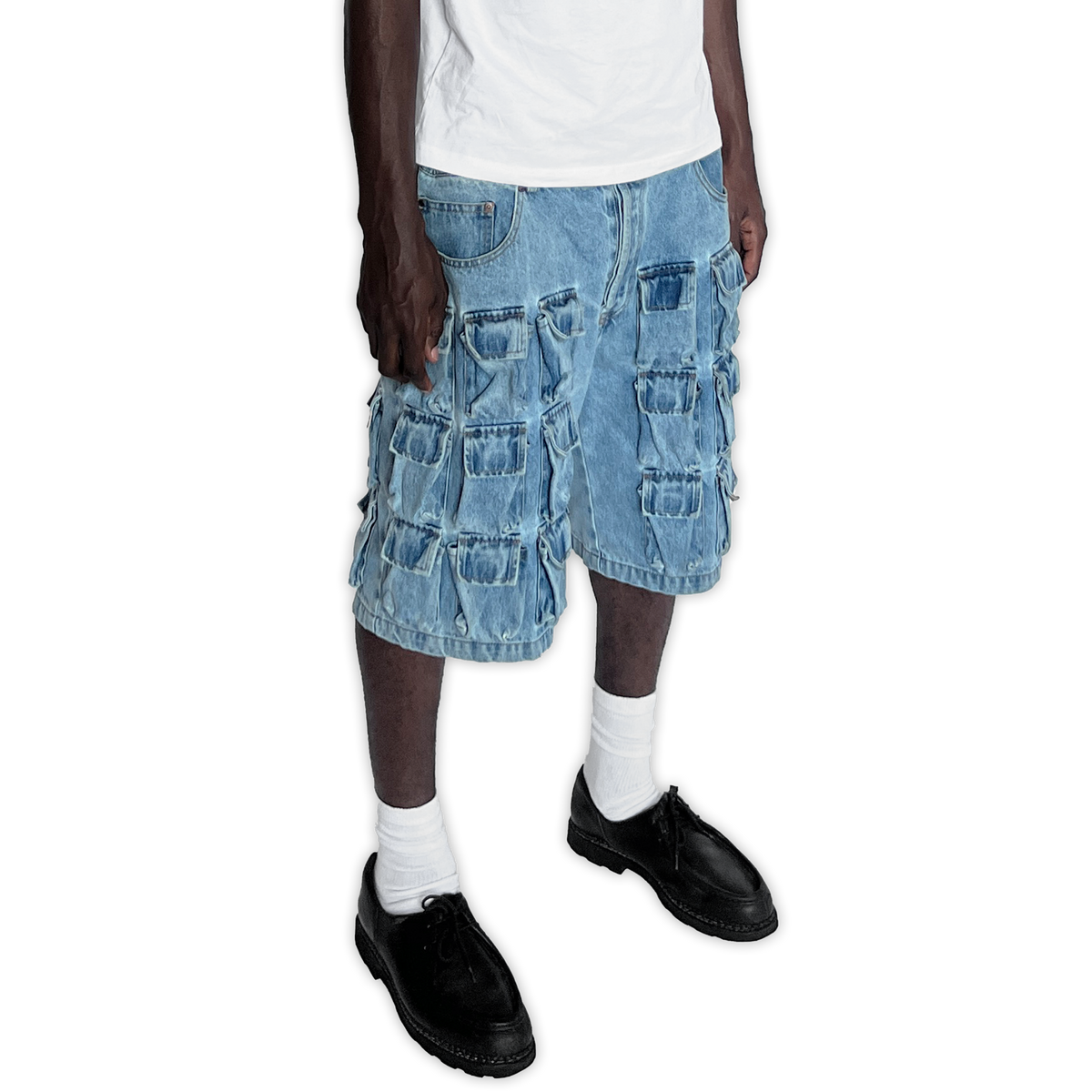 35 Pocket Denim Shorts (Blue)